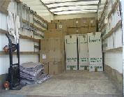 removal van with packing boxes